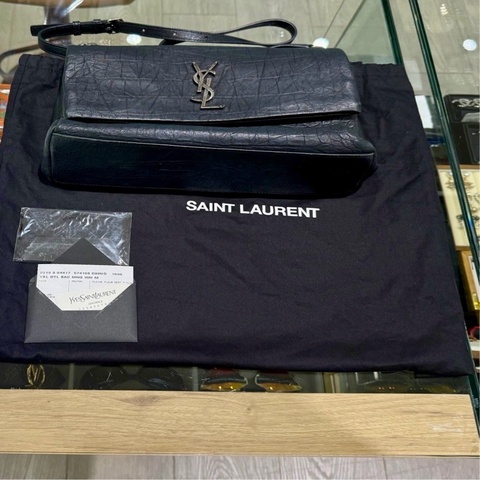 YSL 經典好萊塢郵差包 鱷魚壓紋