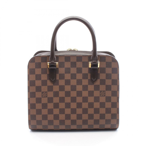 路易威登 Triana 手提包 N51155 Damier 帆布皮革 棕色 Ebene 二手女式