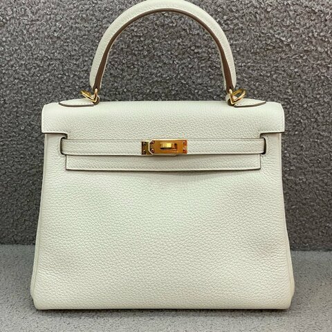 🌈Hermès🧡 Kelly 25 🌟磨菇白🌟 Togo皮 🌟金扣 🌟愛馬仕🌟