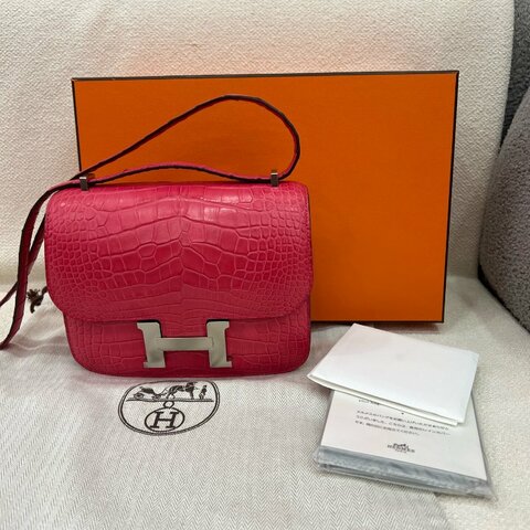 Hermès Constance 19 蕃茄紅 霧面鱷魚 銀扣