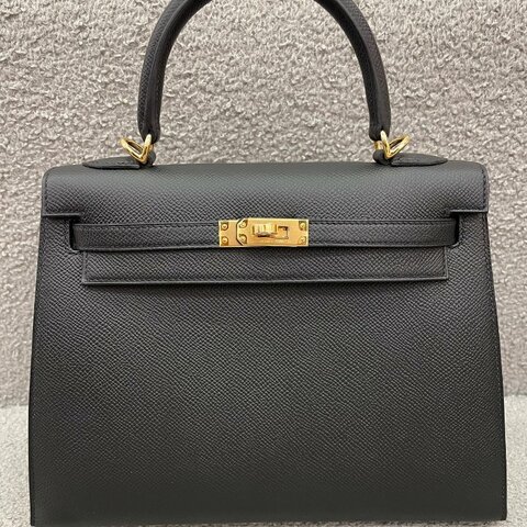 Hermès Kelly 25 黑色 Epsom皮 銀扣