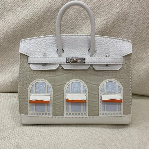 Hermès Birkin 20 雪白 Epsom/Madame/Swift/方塊鱷魚 銀扣