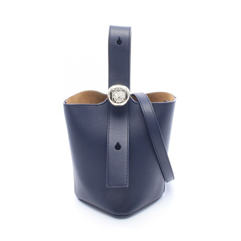 LOEWE Pebble Bucket 迷你肩斜背包，海軍藍皮革，二手女款