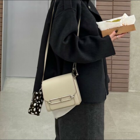 Hermes愛馬仕roulis mini 豬鼻子19 冰川白銀扣ec皮99新✨️
