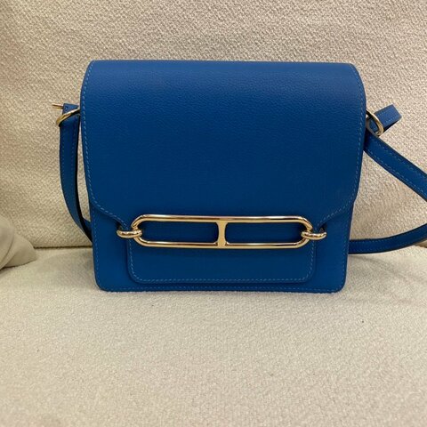 Hermès Roulis 19 豬鼻子包 藍色 Evercolor皮 金扣
