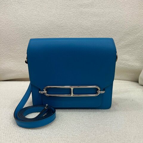 Hermès Roulis 19 豬鼻子包 藍色 Evercolor皮 銀扣
