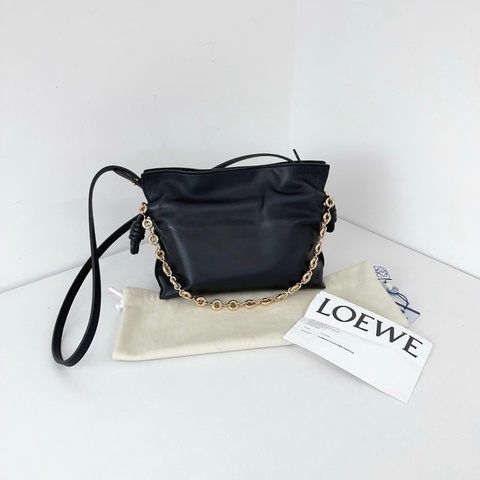 Loewe 羅意威 Mini Flamenco 甜甜圈鏈條⛓️黑金福袋包 單肩包斜挎包