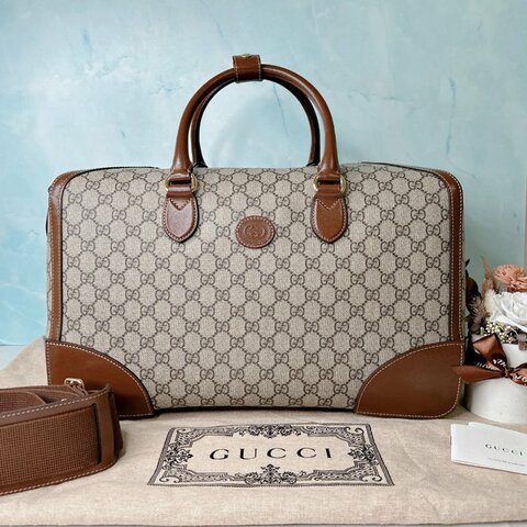 GUCCI Supreme老花帆布行李袋