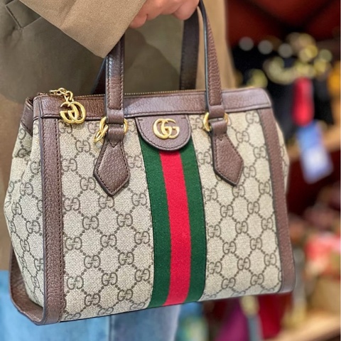 🈶台灣購證😍經典熱賣款❤️‍🔥Gucci古馳經典老花Ophidia小托特包手提包單肩斜挎包