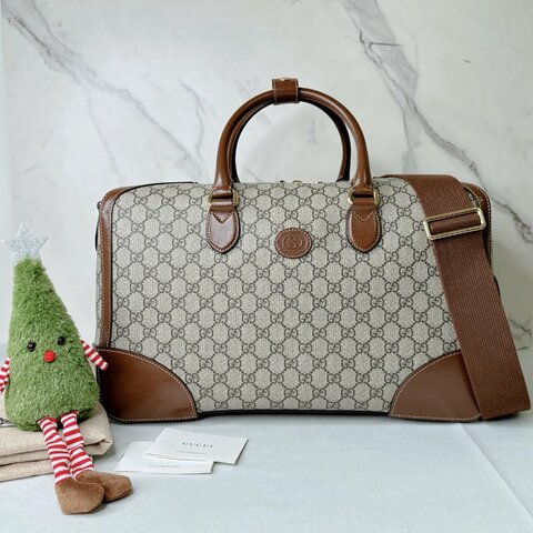 GUCCI 老花帆布行李袋