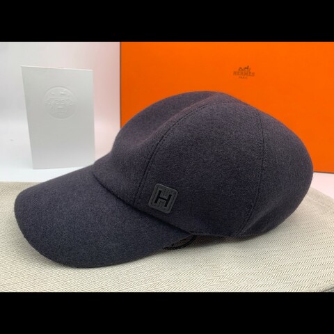98♥️Hermes 午夜藍經典H logo 羊毛棒球帽 Miles H Cut