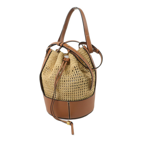 LOEWE Raffia/牛皮皮革Balloon手挽肩背兩用袋