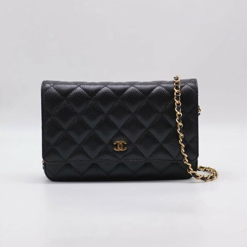 CHANEL 經典粒面牛皮WOC - 黑金31開