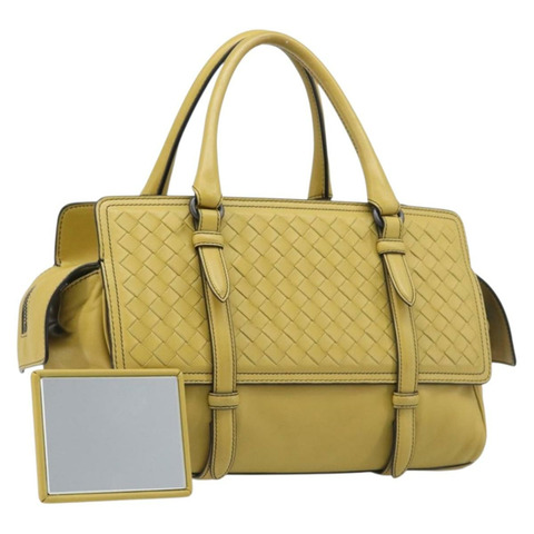 BOTTEGA VENETA INTRECCIATO 手提包 皮革 黃色 正品 ep15794V