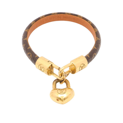 LOUIS VUITTON LV 路易威登 Crazy In Lock Charm 手環 棕色 原花帆布 M6451