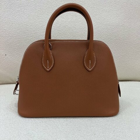 Hermès Bolide 25 保齡球包 金棕色 Evercolor皮 銀扣