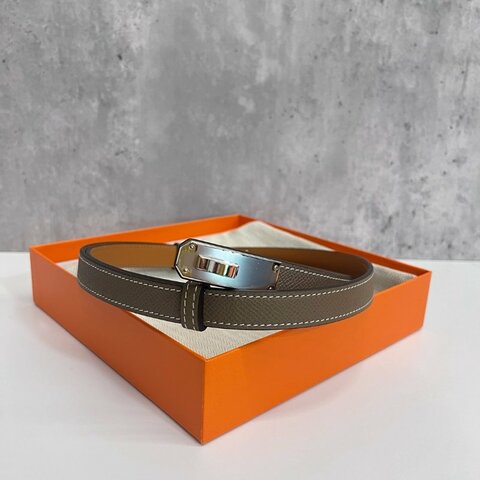 Hermes Kelly 皮帶 大象灰銀釦 W刻