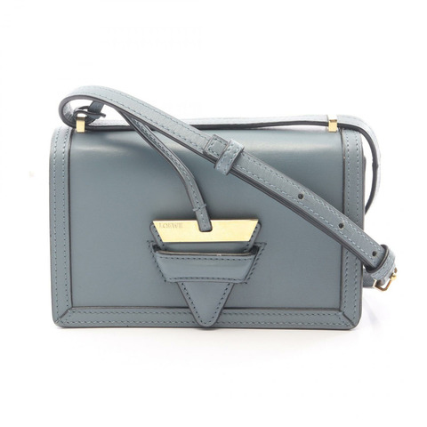 LOEWE Barcelona 肩挎斜背包，藍色皮革，金色五金，二手女款