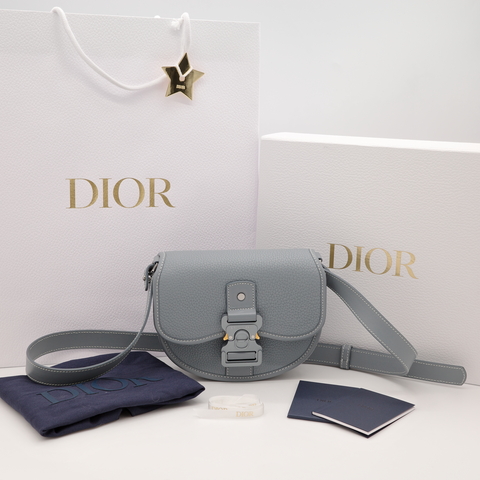 （沒開玩笑～這個超級新）Dior 藍灰色 牛皮 Mini Gallop 郵差包 斜背包