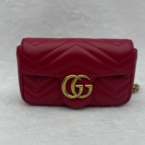 99新❤️Gucci/古馳黑金GG marmont super mini 紅金馬蒙鏈條 新款內里