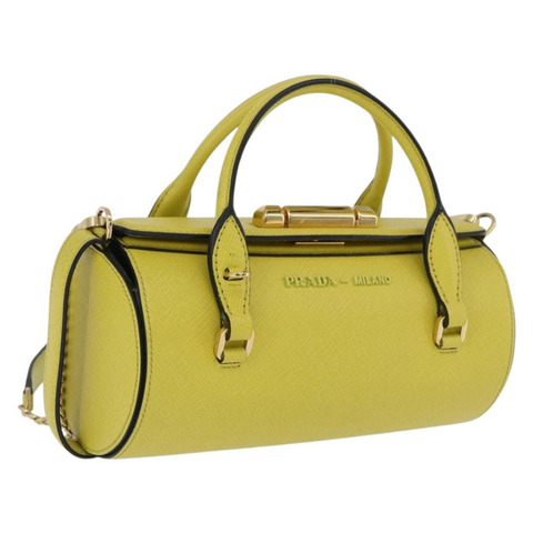 PRADA 鏈條肩背包，Saffiano 皮革，黃金色，正品編號 198688M