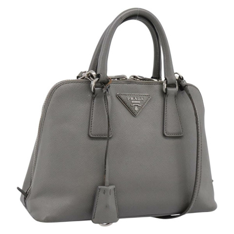 PRADA 手提包 Saffiano 2way 灰色銀色 Auth 198967A