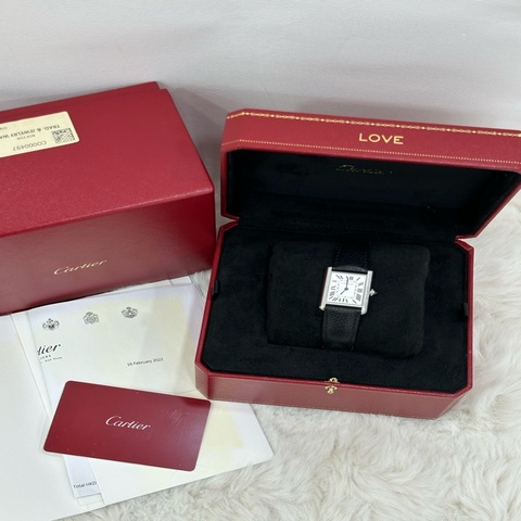 Cartier/卡地亞  坦克 Tank Must系列 WST0041女士石英腕表 中號也叫大號 22年保卡全套 表徑：33.7*25.5