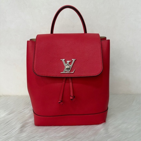 LV M41814 紅色皮革銀扣後背包｜手提包 後背包 肩背包