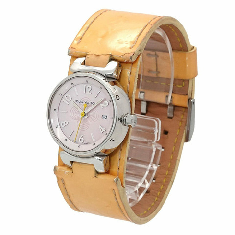 路易威登 Tambour Q1216 女士腕錶，日期顯示，粉紅色錶殼，石英錶