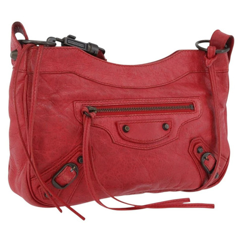 BALENCIAGA The Hip 肩背包，紅色皮革，貨號 242803，正品編號 196657A