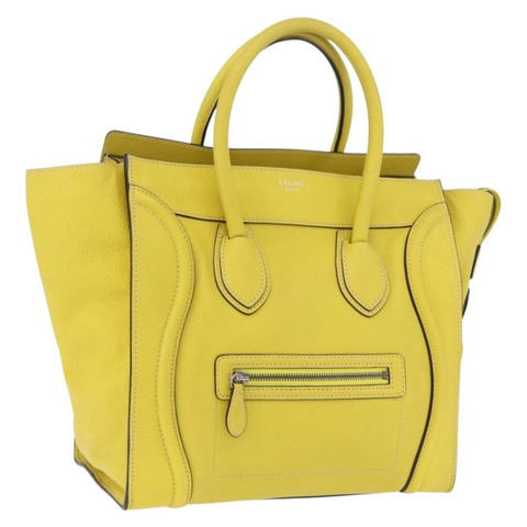 CELINE Luggage 迷你手提包 皮革 黃色 正品 197304V