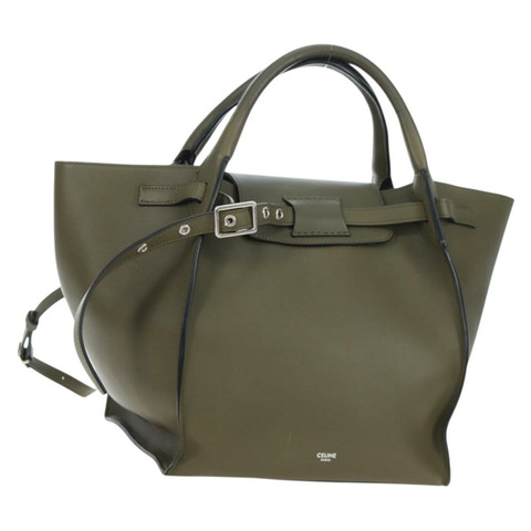 CELINE 大號手提包 小號手提包 皮革 卡其色 銀色 正品 am12347M