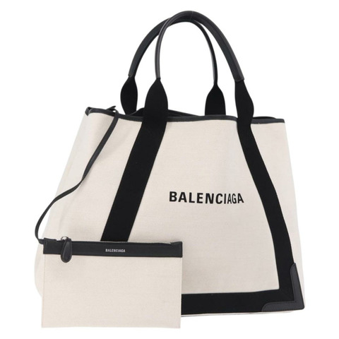 BALENCIAGA 海軍藍 Cabas M 手提包 帆布 白色 黑色 339936 正品 197751V