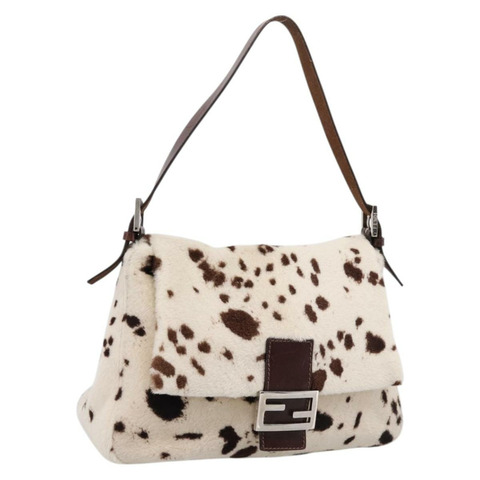 FENDI Mamma Baguette 單肩包 Harako 皮革 白色 銀色 正品 yk20827SAM