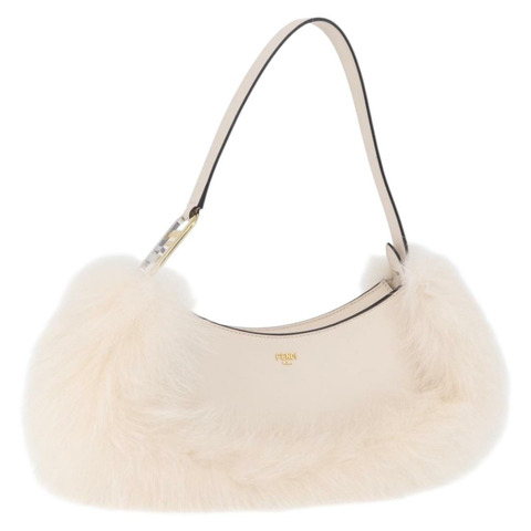 FENDI 白色金色皮草手提包 正品 ka5913SAM