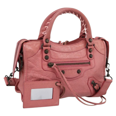 BALENCIAGA 經典迷你都會手袋 皮革 兩用 粉紅色 300295 正品 ka5914V