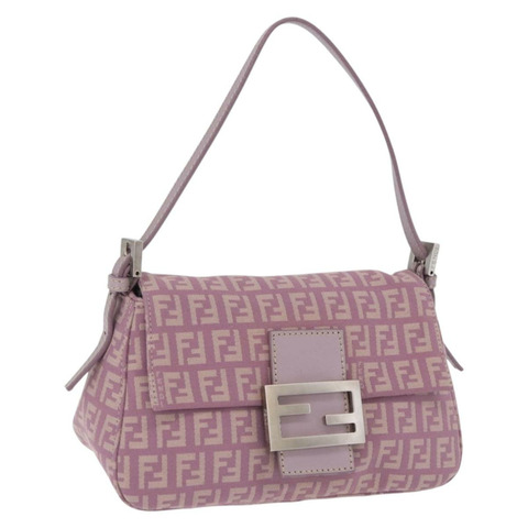 FENDI Zucchino 帆布迷你媽媽法國包 紫色銀色 正品 ki6806M
