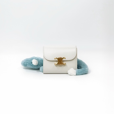 CELINE 經典凱旋門短夾 白色｜✨Wisher惟奢名品✨