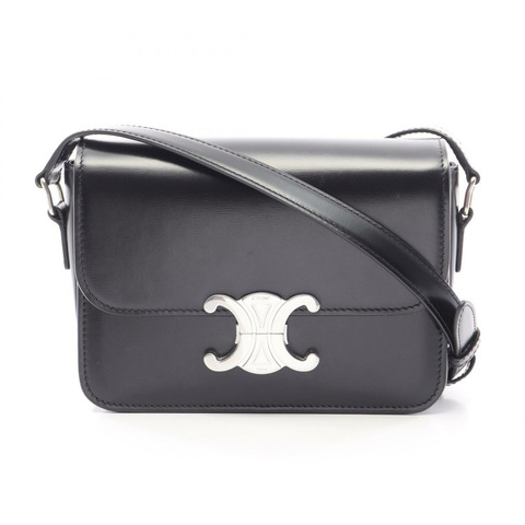 CELINE Teen Triomphe 單肩包 188423BF4.38SI 黑色皮革二手女款