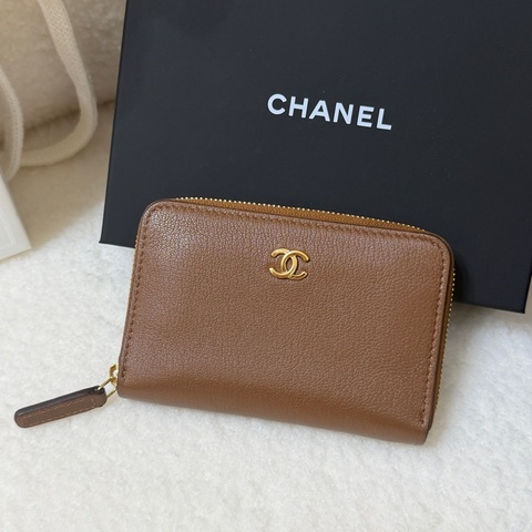 Chanel 26S山羊皮零錢卡包 超美咖啡色 原價32000