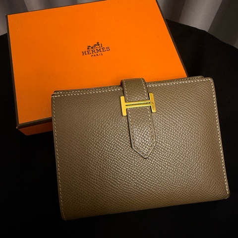 Hermes ｜愛馬仕 Bearn短夾 18大象灰 金釦