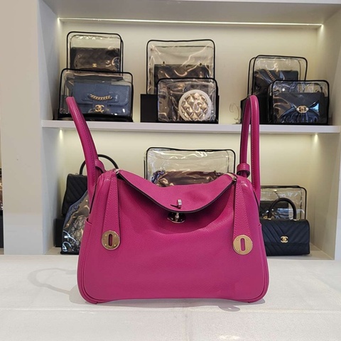 Hermes/愛馬仕 L3玫瑰粉銀扣Lindy26，A刻，evercolor皮