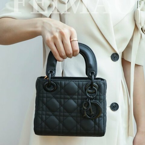 Dior soblack磨砂黛妃三格 黑色羊皮 17*15*5cm 98新配件肩帶 塵袋