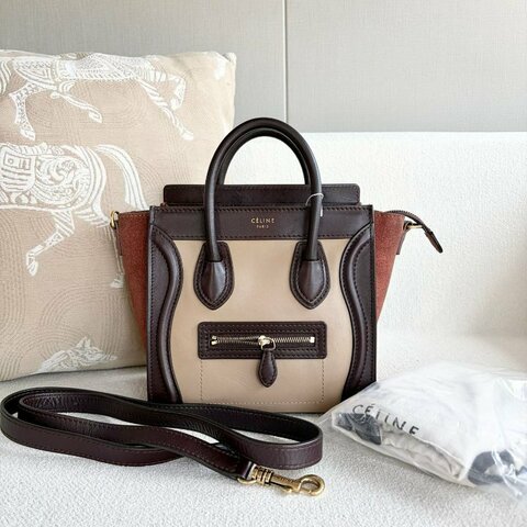 Celine 拼色笑臉nano 20*19*10 98新配件塵袋 肩帶