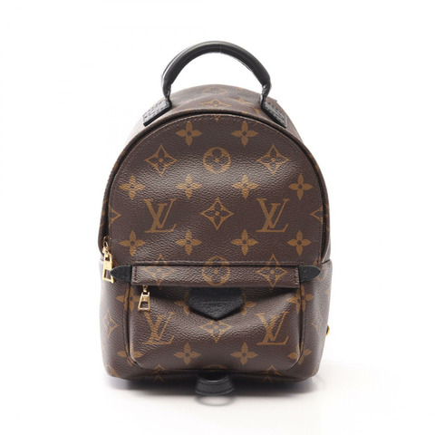路易威登 Palm Springs 迷你 Monogram 雙肩包 M41562 PVC 塗層帆布皮革 棕色 黑色 二手 女士