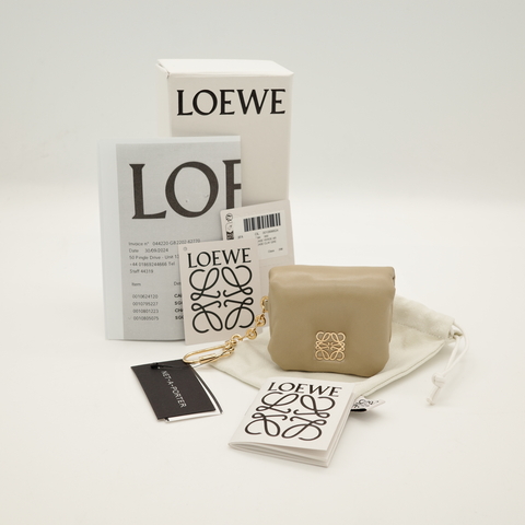 Loewe 羅威 莫蘭迪綠 綠豆色 羊皮 零錢包 AirPods包 鑰匙釦