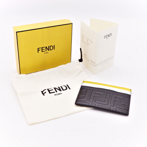 Fendi 芬迪 向日葵黃/白/黑拚色 牛皮 卡夾 7卡位
