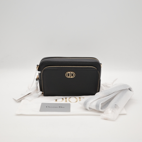 Dior Caro 黑色 牛皮 金扣拉鍊 相機包 斜背包