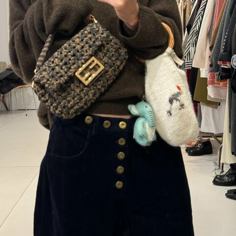 FENDI 老花編織手提肩背斜背包 19*14*4 98新配件塵袋鏈條