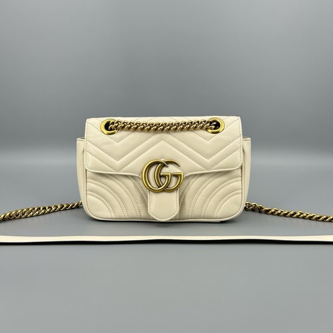 GUCCI 古馳 白金馬蒙22鏈條單肩斜挎包 97新